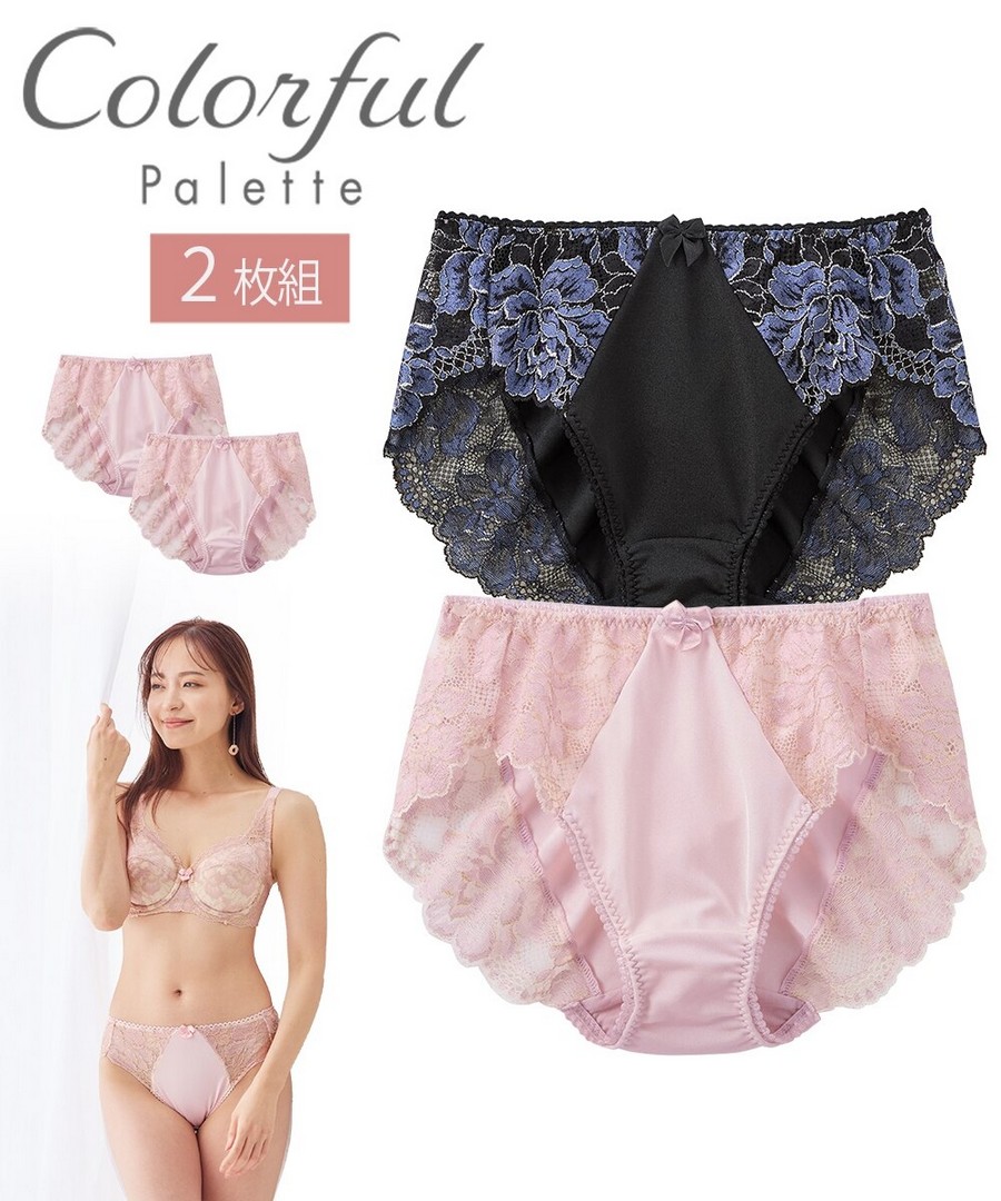 nissen 彩色內褲兩件組(大花圖案)(蕾絲日本製造) (日本女裝大尺碼內衣) NSCJC0225B0002 SS25