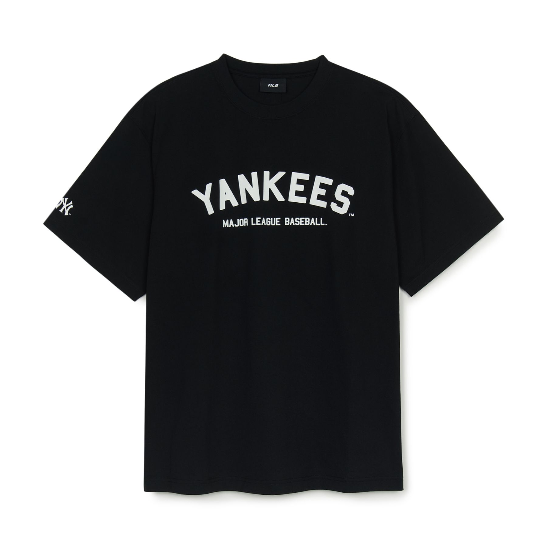 Tシャツ・カットソー [MLB] VARSITY BIG LOGO OVER FIT SHORT T-SHIRT MLB NY Yankees Small Heart Logo Overfit T-Shirt Black – voilà.id