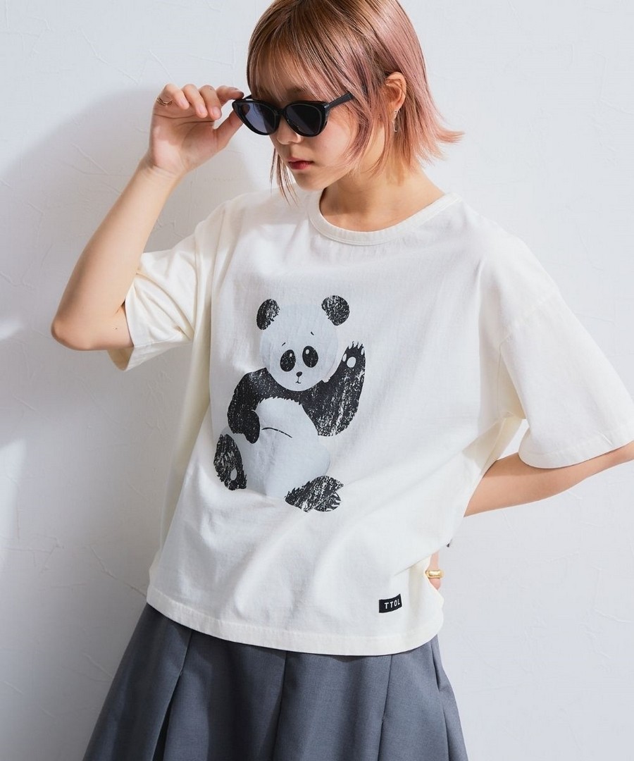 nissen 顏料染色加工熊貓印花Tee (日本女裝大尺碼) NSDER0125B0025 SS25