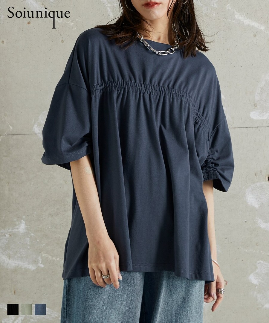 nissen 前後褶皺蝙蝠袖寬鬆Tee(Soiunique) (日本女裝及大尺碼適用) NSVSC0124B0021 SS25