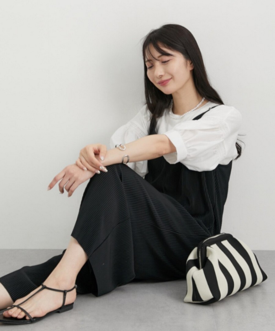 nissen 褶皺背帶連身寬腿褲 (日本女裝) NSBHN0125B0002 SS25