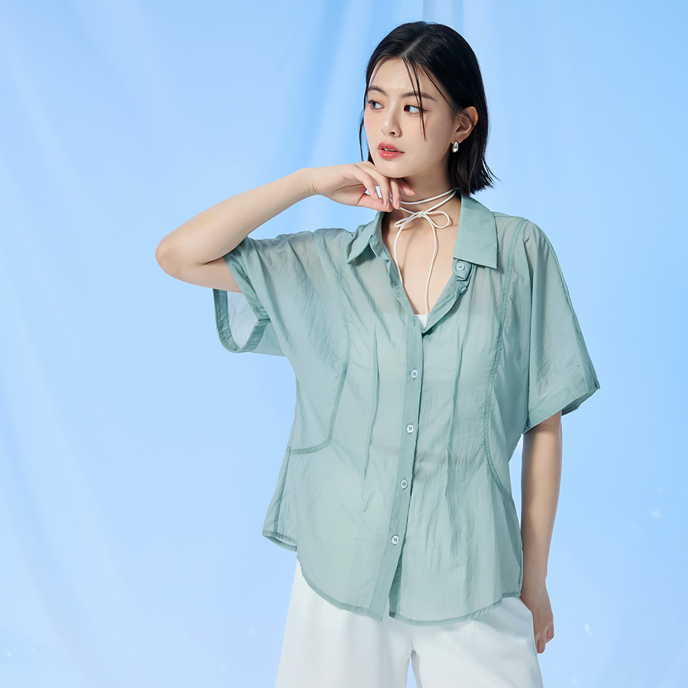 OB 涼感．Air超輕量收腰五分蓬袖空氣衣 OBAB20176 SS25
