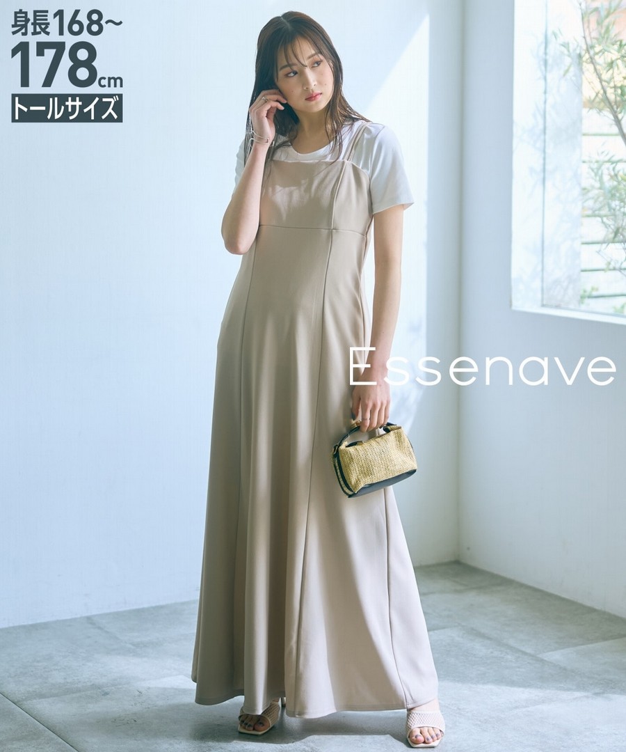 nissen [高挑尺寸]吊帶連身裙(Essenave) (日本女裝大尺碼) NSBNC0425B0005 SS25