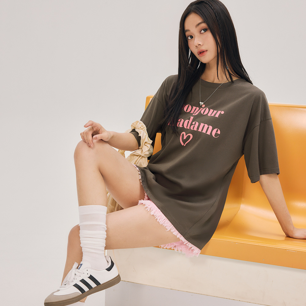 OB 純棉寬鬆字母印花短Tee OBAB20160 SS25