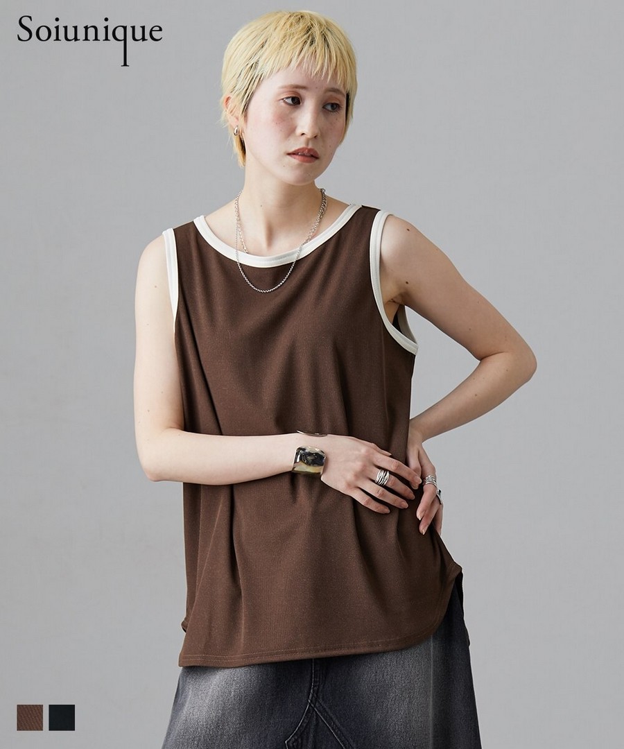 nissen 拼色設計船領背心(Soiunique) (日本女裝及大尺碼適用) NSVCZ0125B0014 SS25