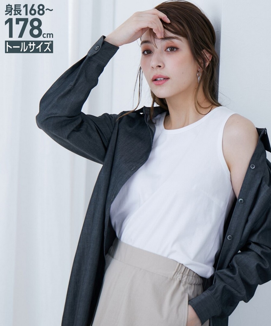 nissen [高挑尺寸]修身混棉休閒背心 (日本女裝大尺碼) NSVCZ0125B0018 SS25