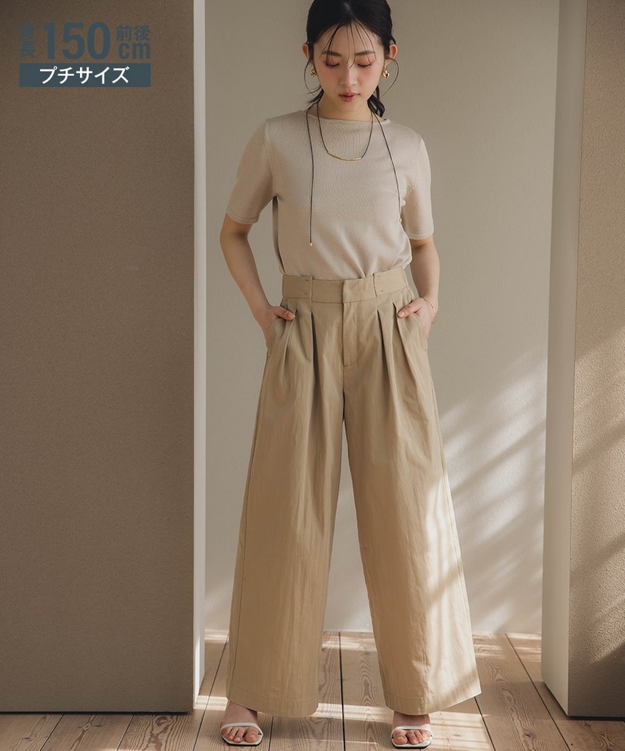 nissen [嬌小尺寸]雙褶寬腿褲 (日本女裝) NSVUZ0125B0002 SS25