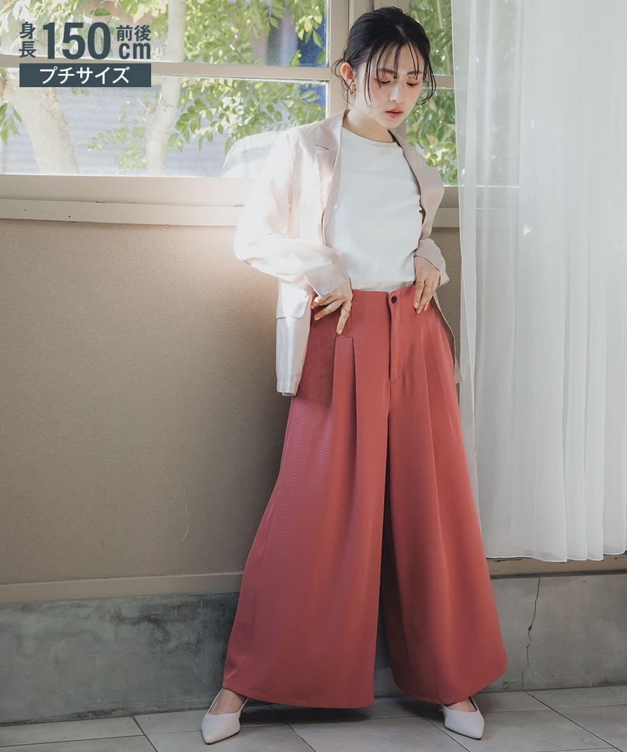 nissen [嬌小尺寸]高腰寬腿褲 (日本女裝) NSVXA0125B0001 SS25