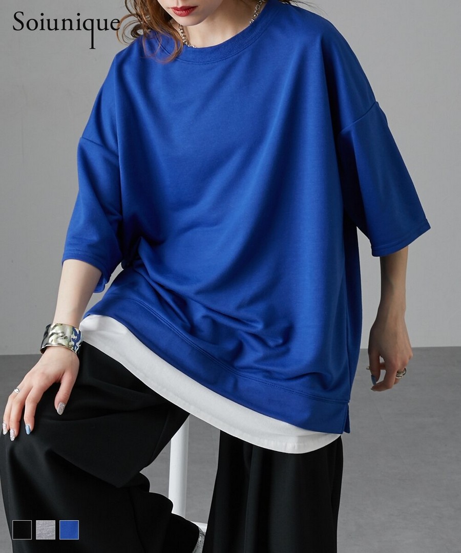 nissen 疊穿風寬鬆短袖上衣(Soiunique) (日本女裝大尺碼) NSVCZ0125B0022 SS25