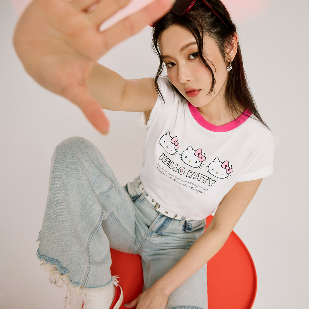 OB KITTY 經典再現．純棉撞色滾邊印花TEE OBIK0061 SS25
