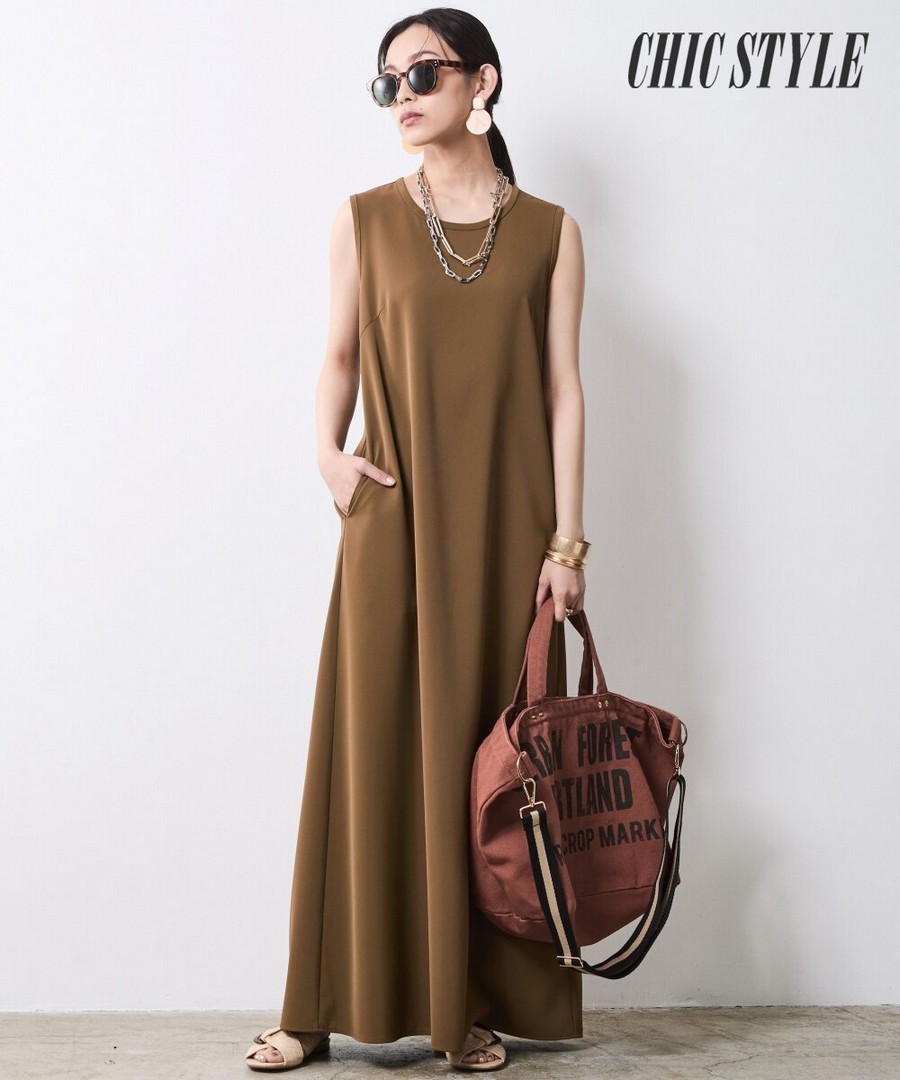 nissen 超長款無袖A字長連身裙(CHIC STYLE) (日本女裝大尺碼) NSAMR0125C0015 SS25