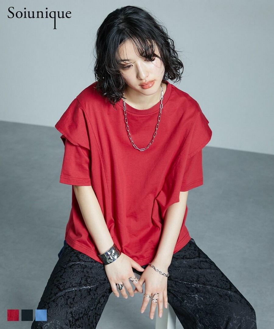 nissen 100%棉荷葉肩寬鬆Tee(Soiunique) (日本女裝及大尺碼適用) NSVCZ0125B0026 SS25