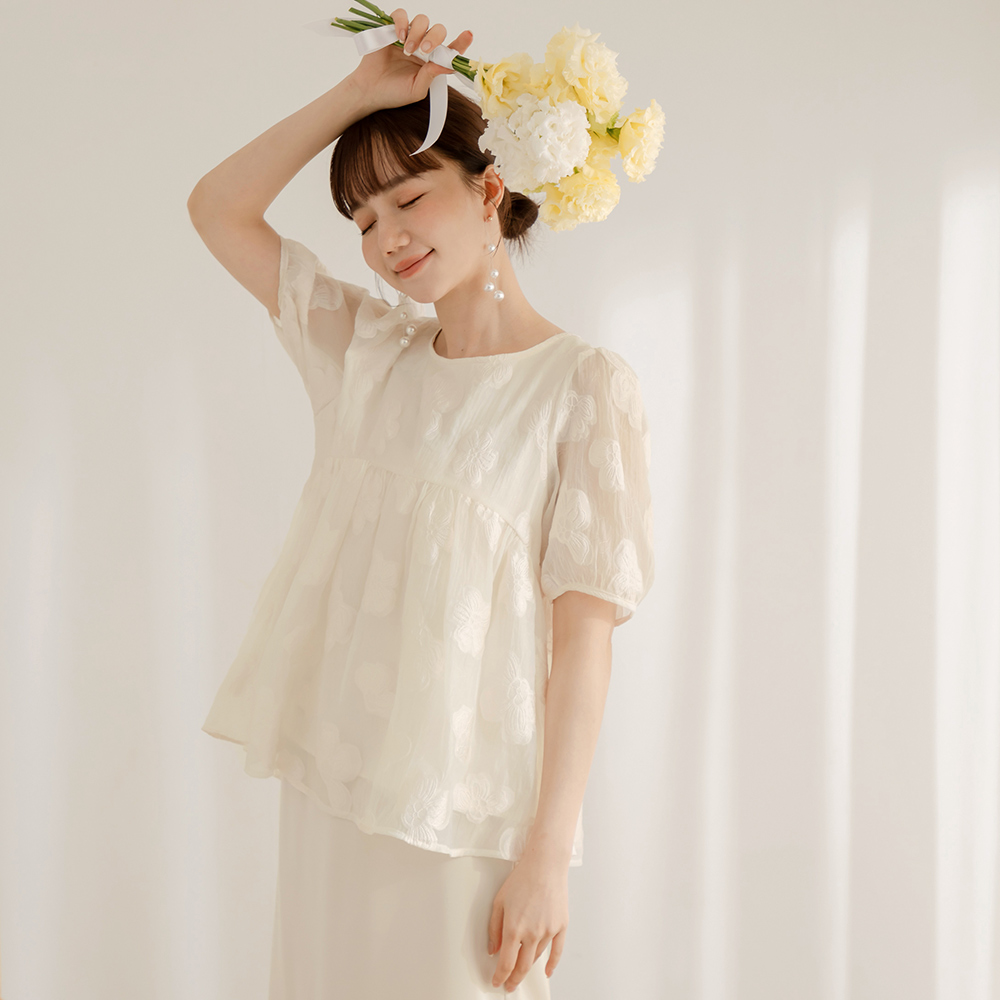 OB 精緻立體繡花澎澎傘襬上衣 OBAB20307 SS25
