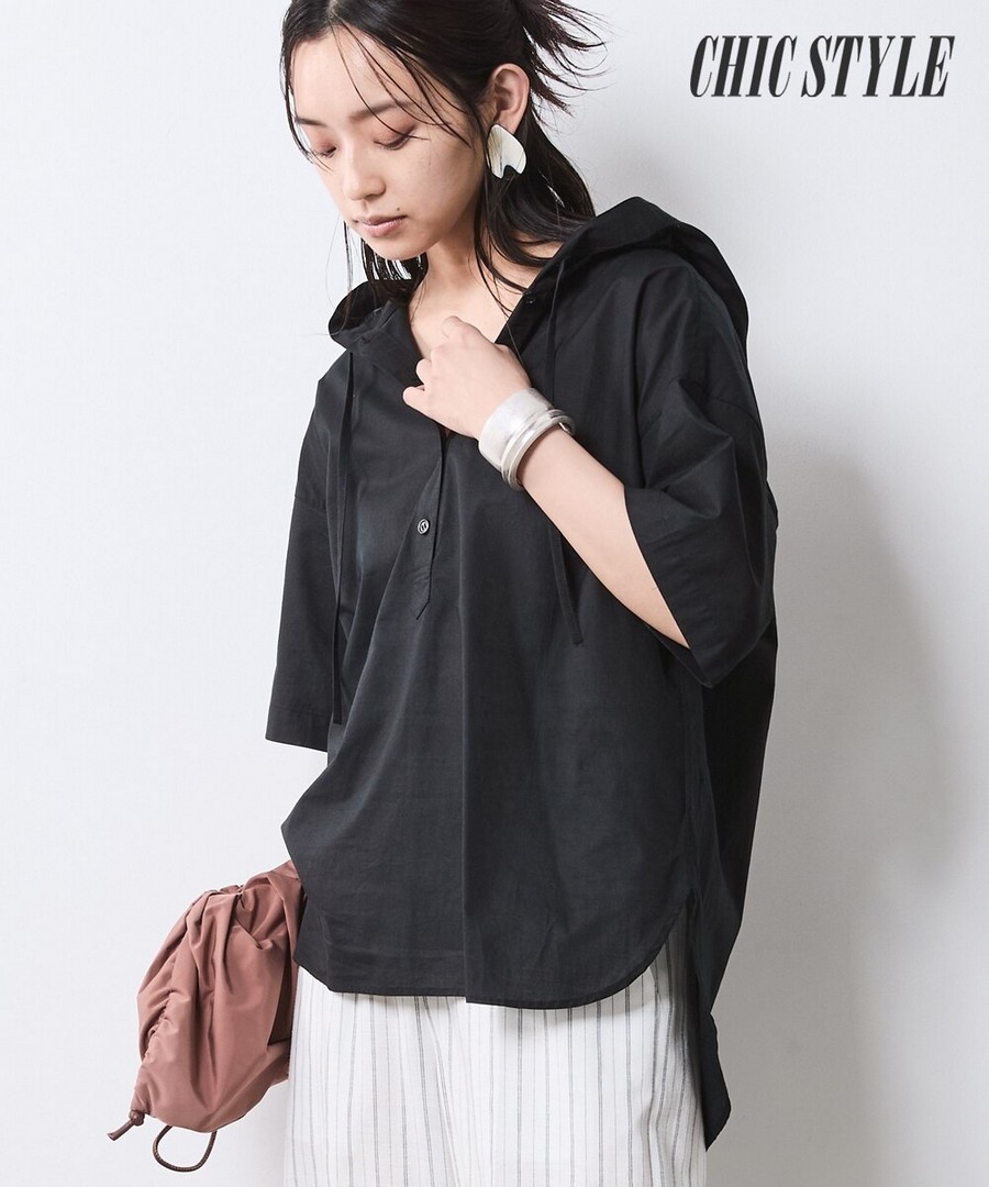 nissen 100%純棉輕薄連帽襯衫(CHIC STYLE) (日本女裝大尺碼) NSCSQ0225C0007 SS25