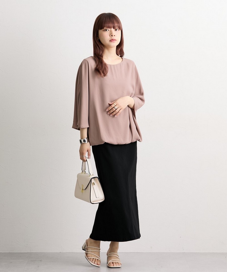 nissen 雪紡七分喇叭袖襯衫(附針織內襯) (日本女裝大尺碼) NSDHU0125B0017 SS25