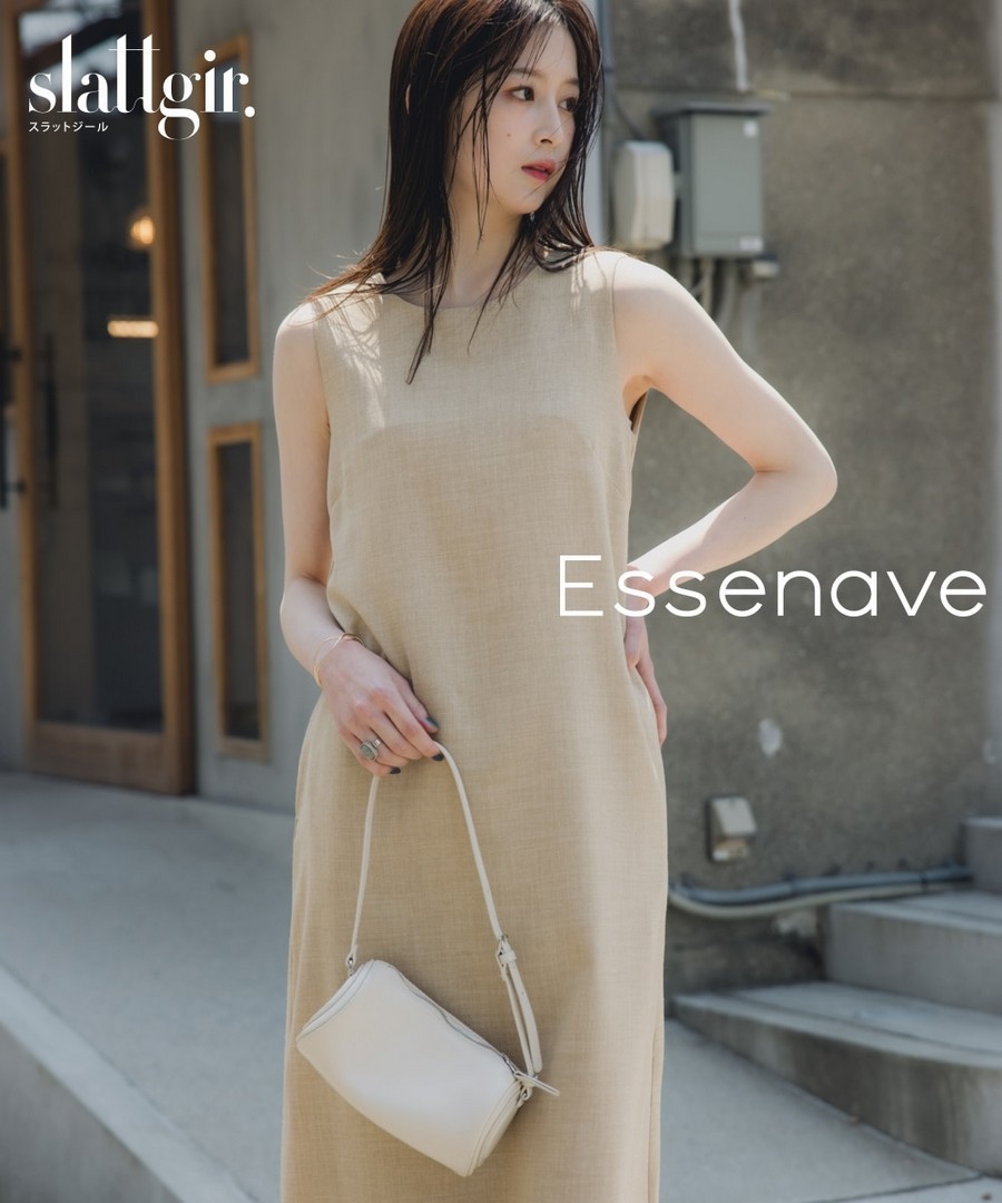 nissen [高挑尺寸]仿麻風無袖連身裙(Essenave) (日本女裝大尺碼) NSCSQ0225B0023 SS25