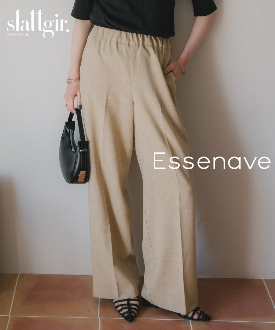 nissen [高挑尺寸]仿麻風寬腿褲(Essenave) (日本女裝大尺碼) NSCSQ0225B0024 SS25