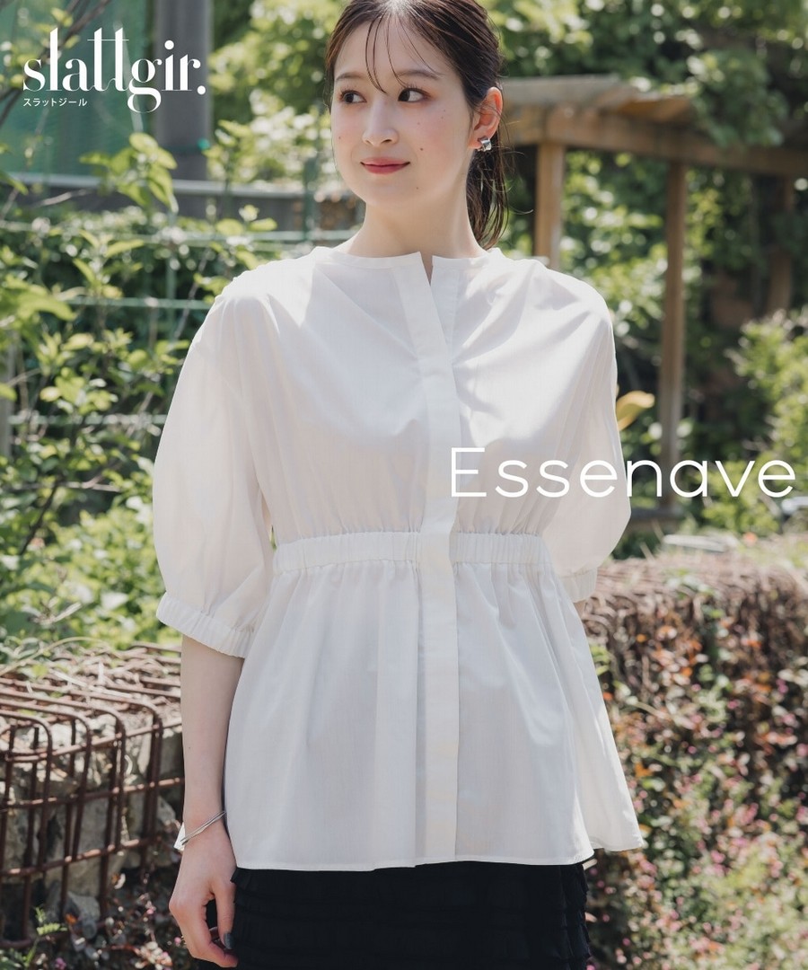 nissen [高挑尺寸]腰部褶皺上衣(Essenave) (日本女裝大尺碼) NSCSQ0225B0025 SS25