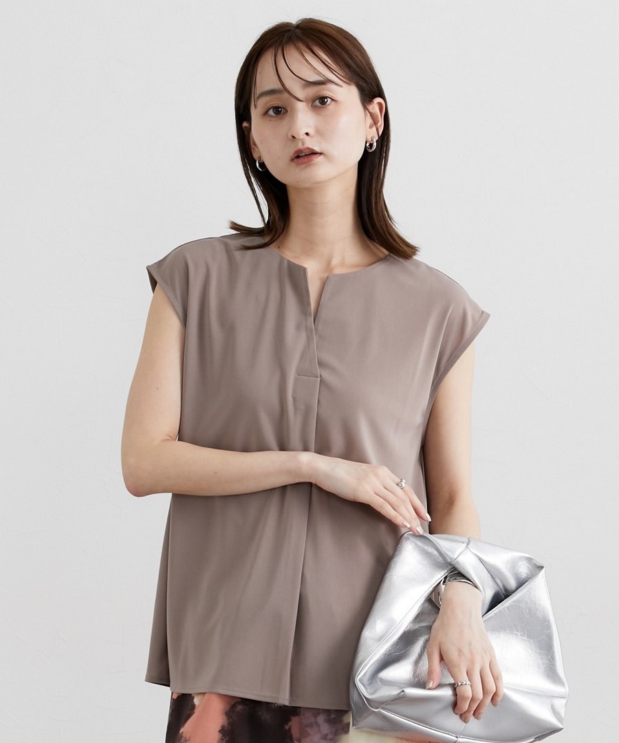nissen 前褶皺上衣(接觸涼感，吸汗速乾，防紫外線) (日本女裝大尺碼) NSCIH0125B0058 SS25