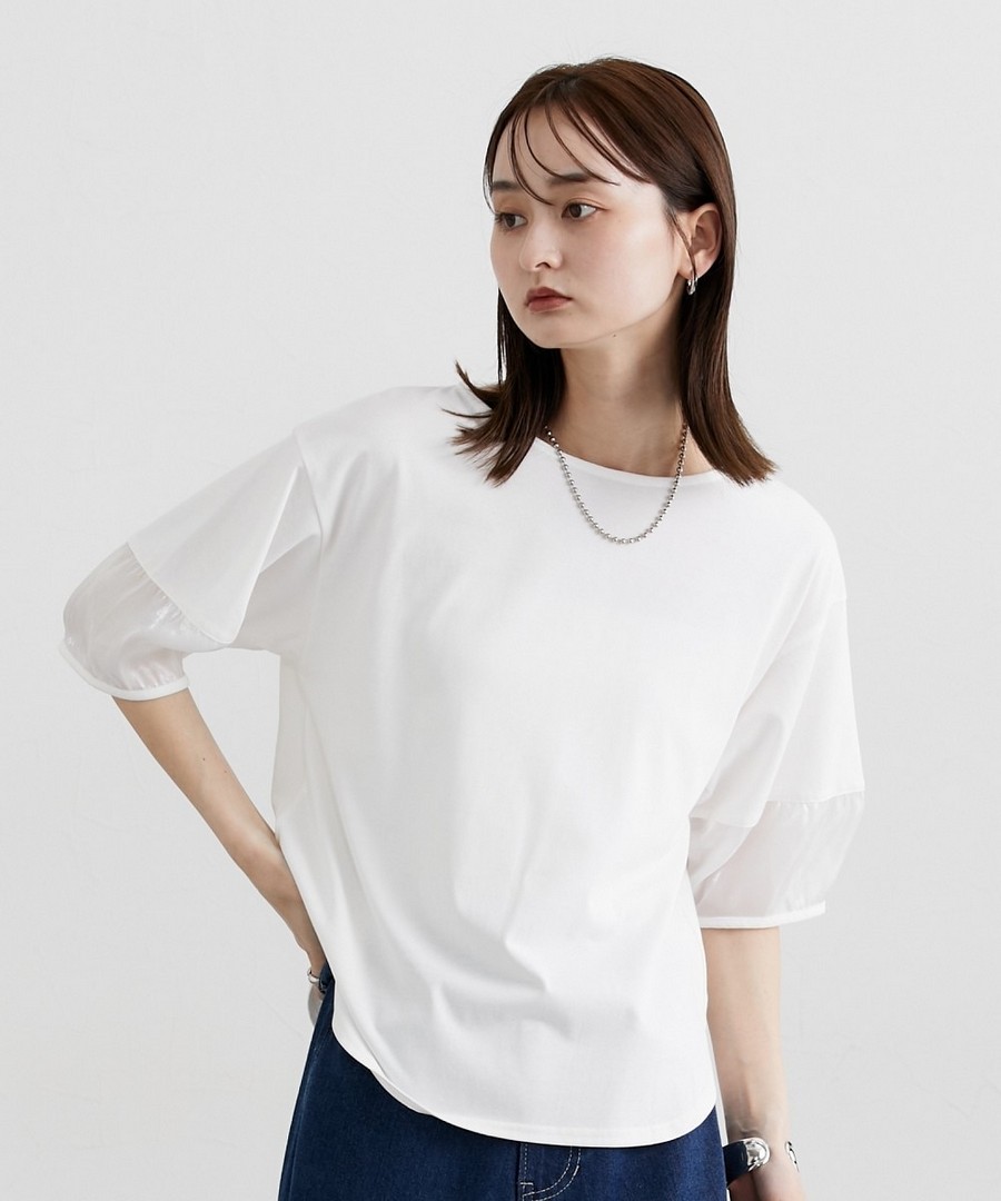 nissen 燈籠袖袖口透視上衣 (日本女裝大尺碼) NSCIH0125B0059 SS25