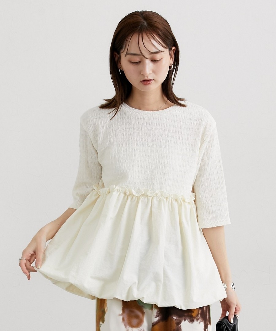nissen 異材質拼接提花上衣 (日本女裝) NSBHN0125B0018 SS25