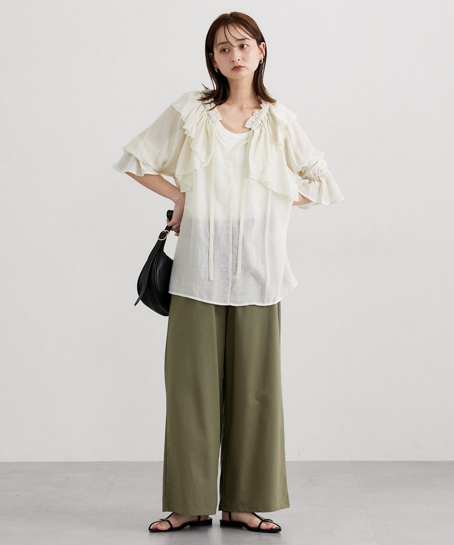 nissen 透明皺褶荷葉邊襯衫 (日本女裝) NSBHN0125B0016 SS25