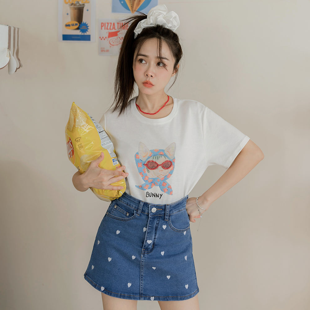 OB 甜美愛心刺繡牛仔褲裙短裙 OBCA3127 SS25