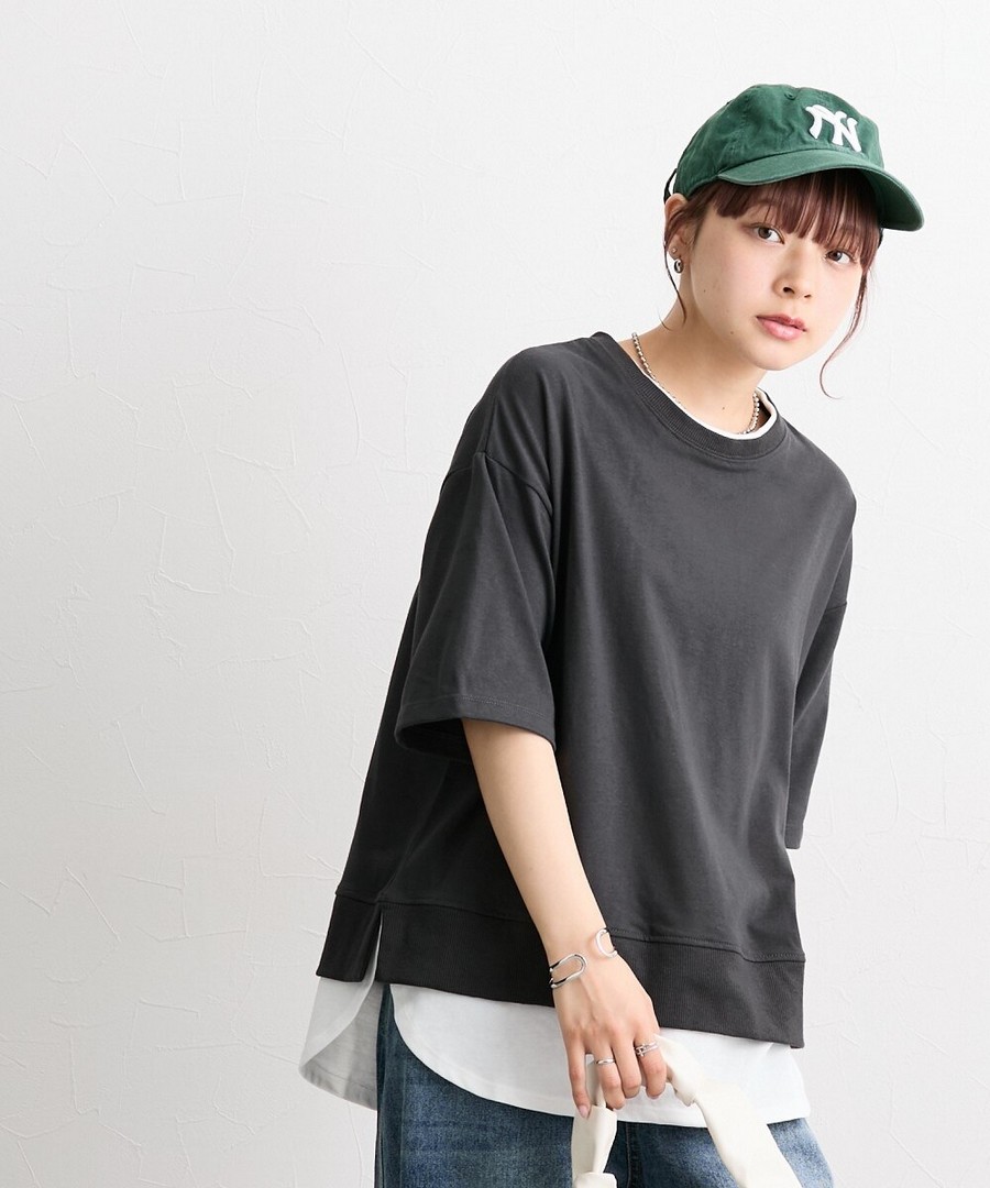 nissen 疊穿風格寬鬆五分袖上衣 (日本女裝) NSCTG0125B0003 SS25