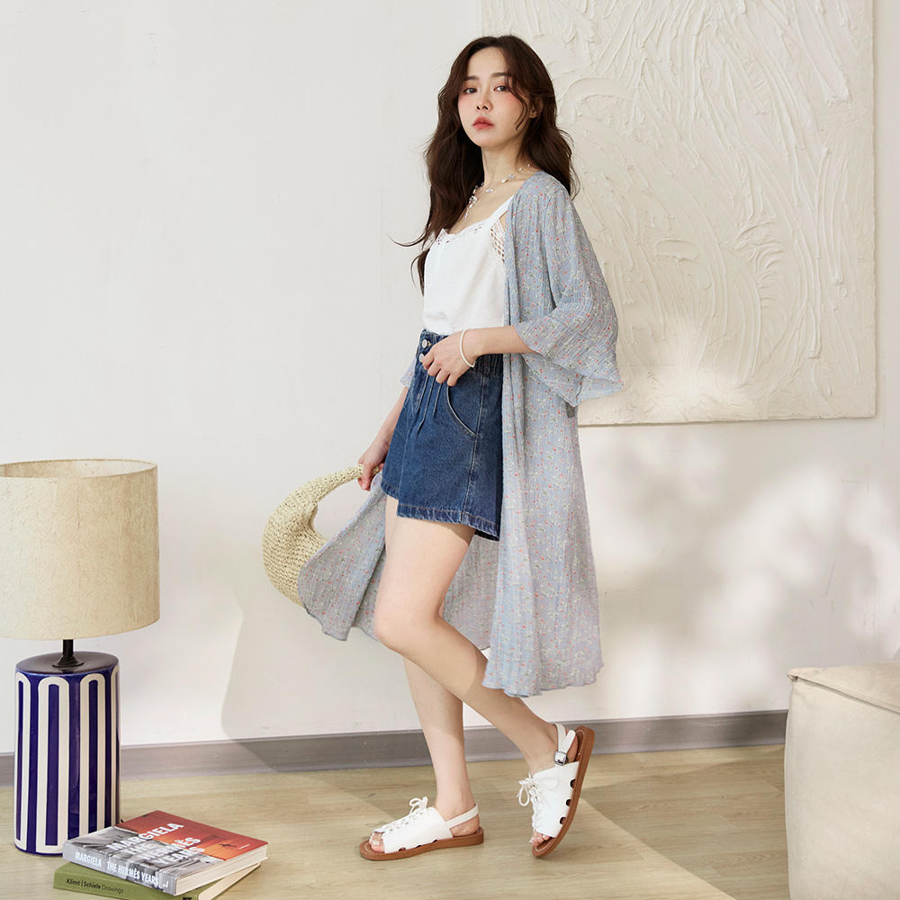 OB 清新碎花荷葉寬袖長版外套 OBEA3813 SS25