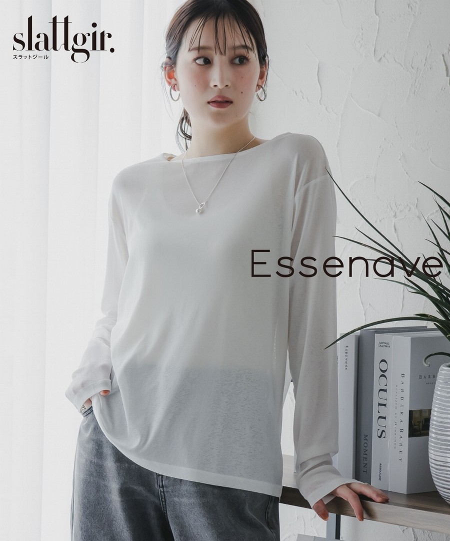 nissen [高挑尺寸]粗紗透視上衣(加長)(Essenave) (日本女裝大尺碼) NSBOG0225D0003 SS25