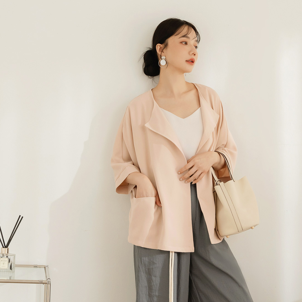 OB 細膩冰絲翻領開襟七分袖外套 OBEA3793 SS25