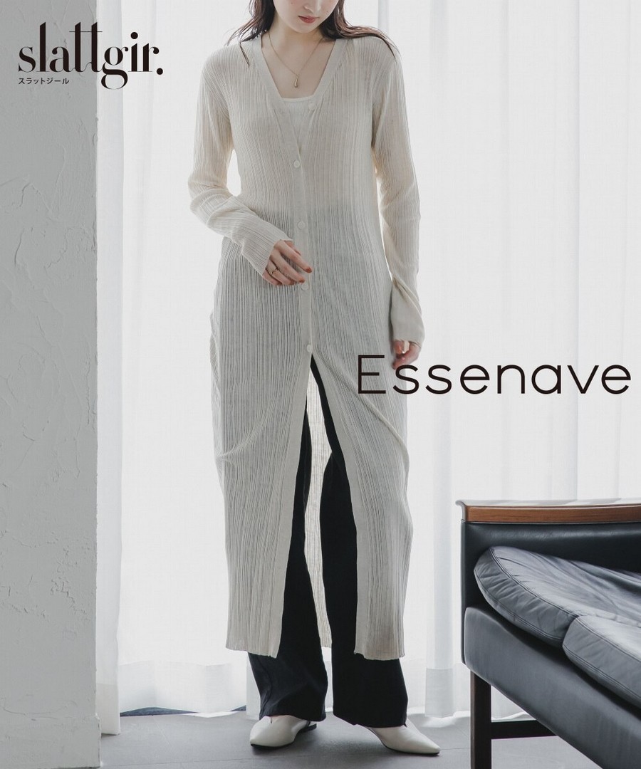 nissen [高挑尺寸]隨機羅紋長款針織外套(Essenave) (日本女裝大尺碼) NSAFG0425D0009 FW25