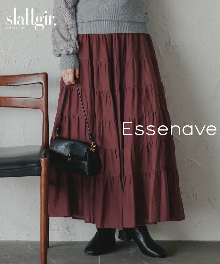 nissen [高挑尺寸]純棉分層喇叭長裙(Essenave) (日本女裝大尺碼) NSBLW0225D0020 FW25