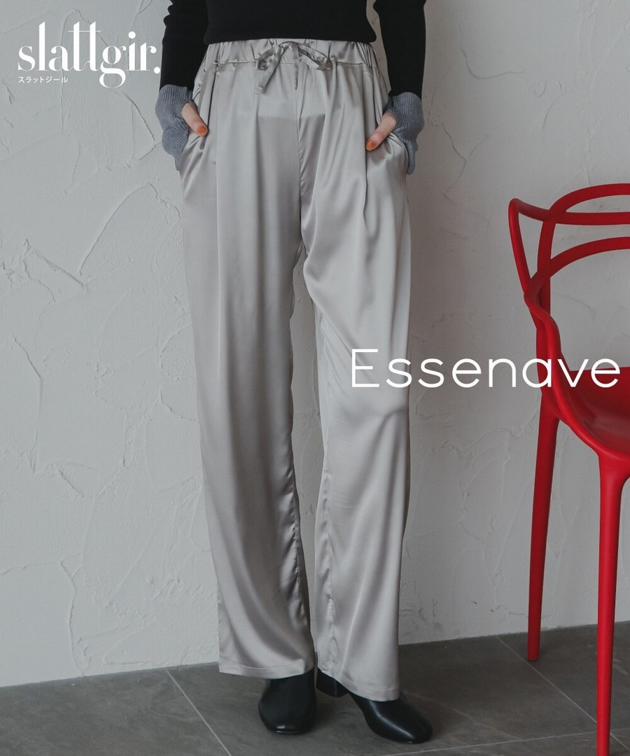 nissen [高挑尺寸]緞面休閒褲(Essenave) (日本女裝大尺碼) NSDGM0125D0003 FW25