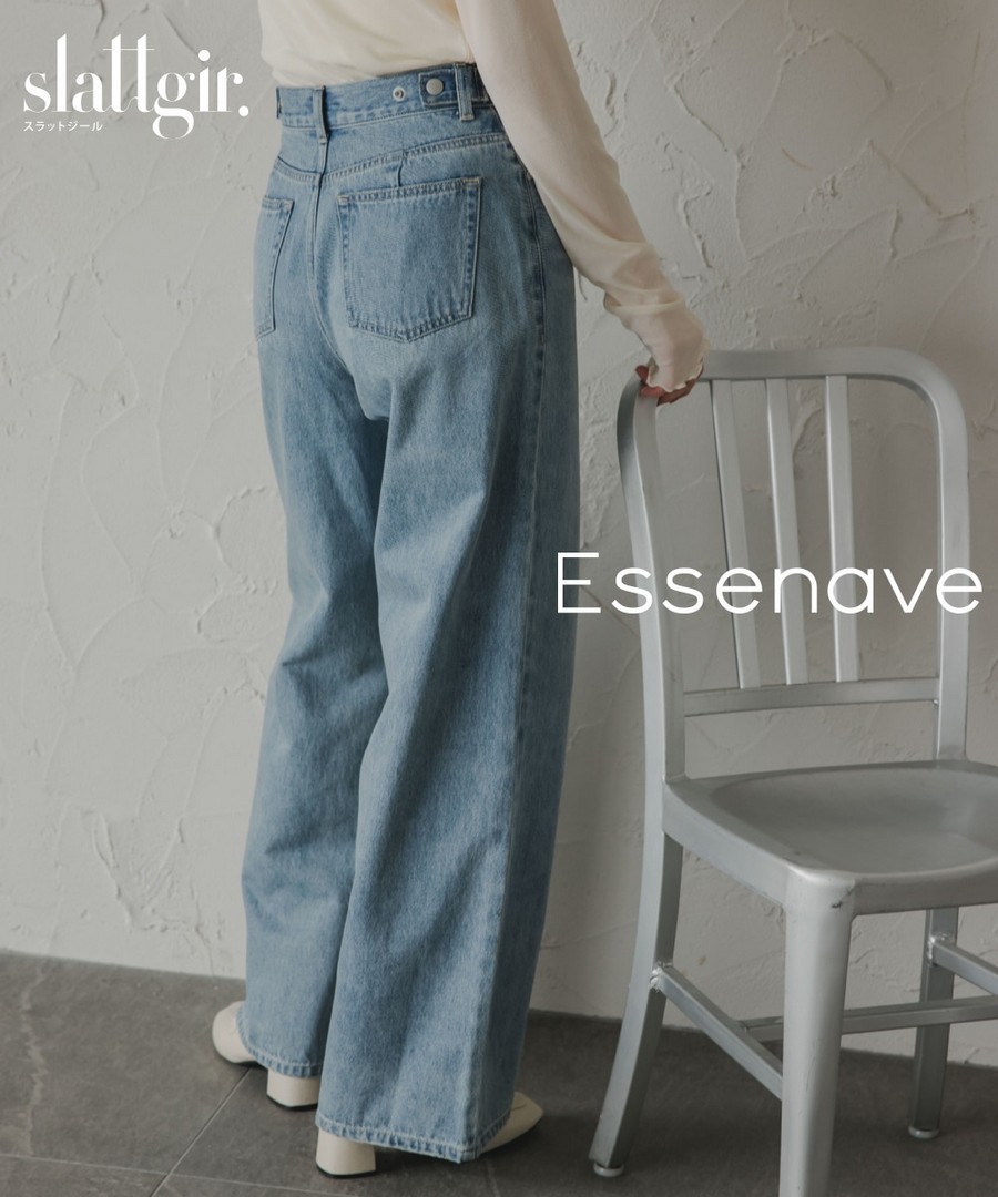 nissen [高挑尺寸]牛仔寬腿直筒褲(Essenave) (日本女裝大尺碼) NSVBY0125D0008 FW25