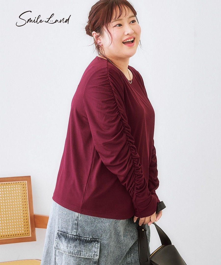 nissen 遮手臂褶皺上衣 (日本女裝大尺碼) NSDER0125D0003 FW25
