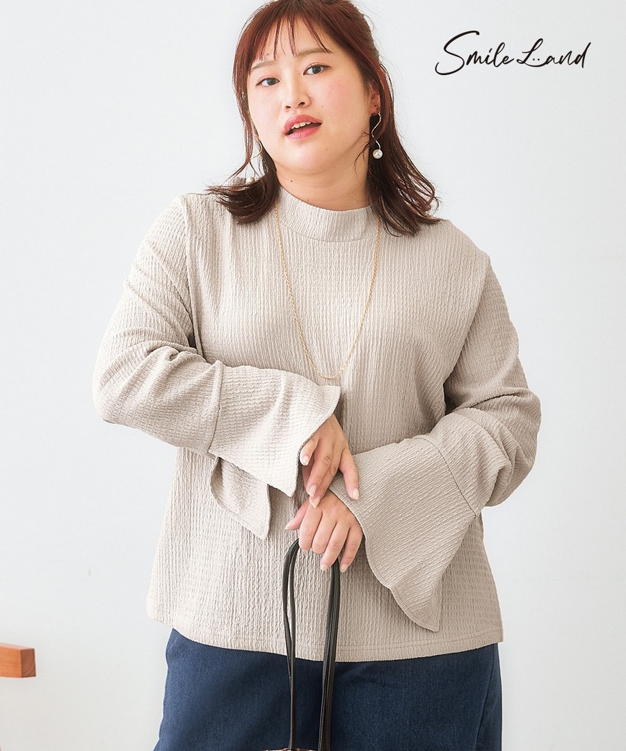 nissen 楊柳縐布喇叭袖上衣 (日本女裝大尺碼) NSDER0125D0006 FW25