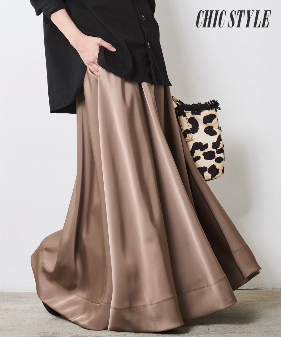 nissen 緞面喇叭長裙(CHIC STYLE) (日本女裝大尺碼) NSCSQ0225D0005 FW25