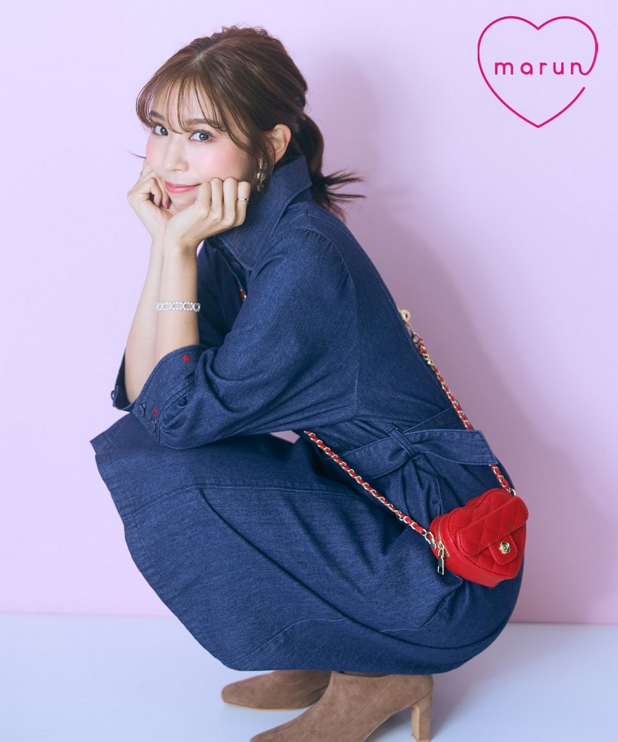 nissen 袖口愛心刺繡牛仔襯衫連身裙(marun) (日本女裝大尺碼) NSAVB0225E0001 FWE25 FW25