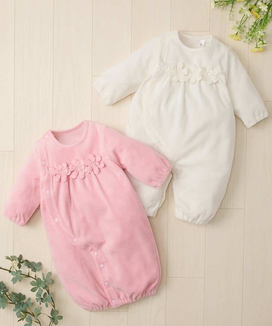 Nissen 天鵝絨附花朵裝飾兩用連身衣(嬰兒) (日本童裝) NSCEF0125D0001 FW25