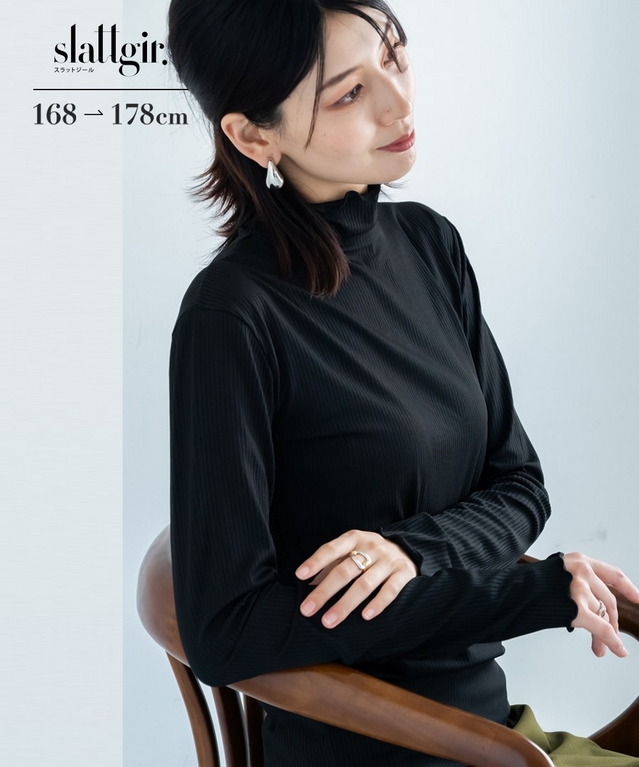 nissen [高挑尺寸] 細羅紋高領針織上衣 (日本女裝大尺碼) NSBOG0225D0002 FW25