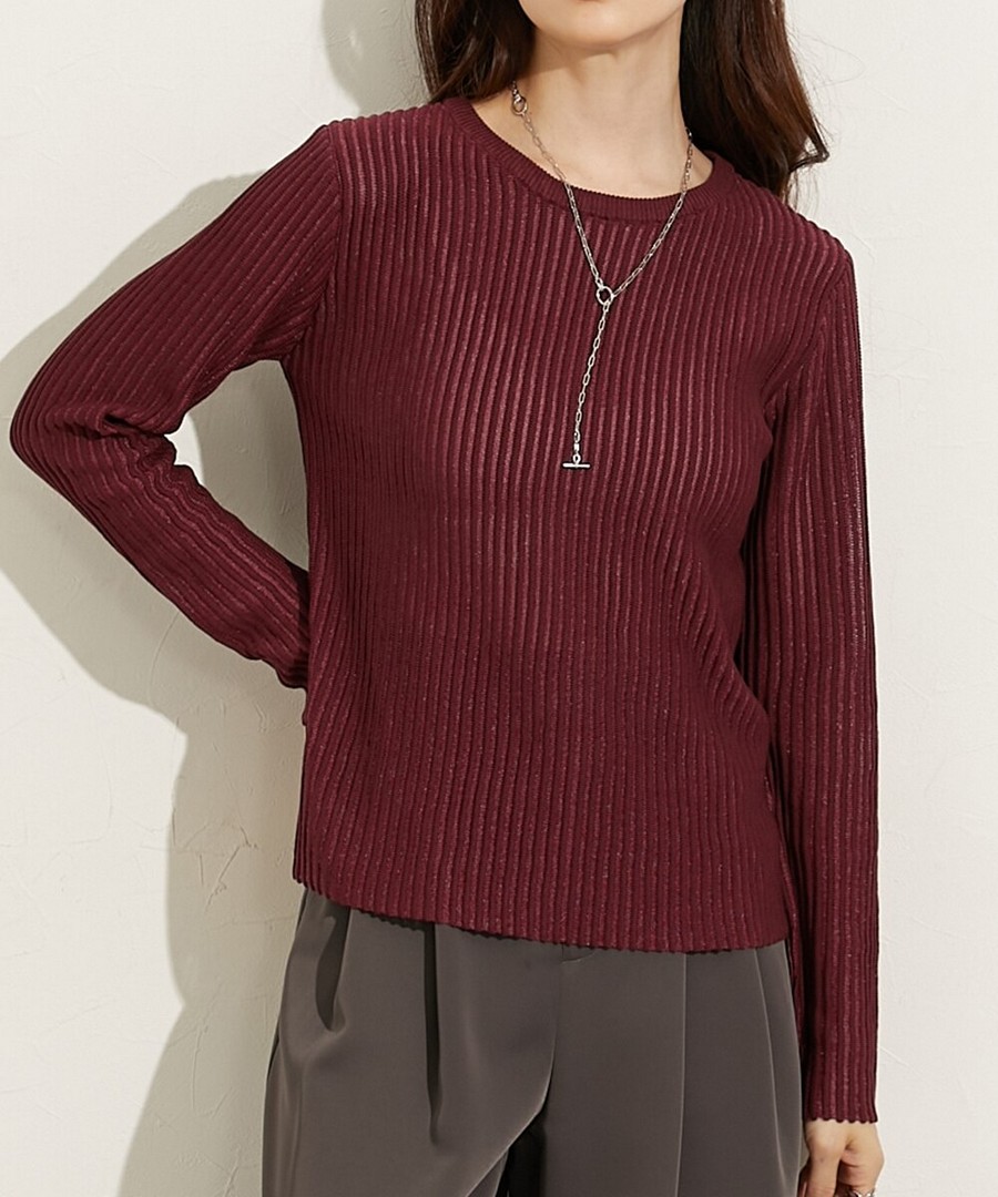 nissen 亞麻質感閃光紗長袖針織衫 (日本女裝大尺碼) NSCIH0125D0027 FW25