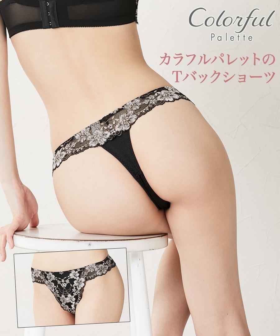 nissen 多彩調色盤系列T-BACK 內褲(杜鵑花圖案)(日本製蕾絲) (日本女裝大尺碼內衣) NSCJC0225E0003 FW25