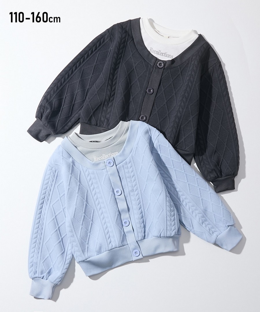 Nissen 凸紋提花拼接上衣(女孩，青少年) (日本童裝) NSBKE0125D0015 FW25