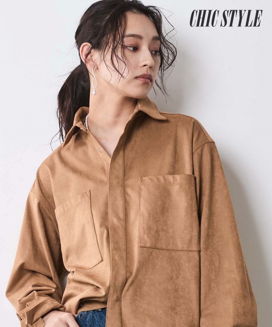 nissen 仿麂皮襯衫(CHIC STYLE) (日本女裝大尺碼) NSAMR0125E0007 FW25