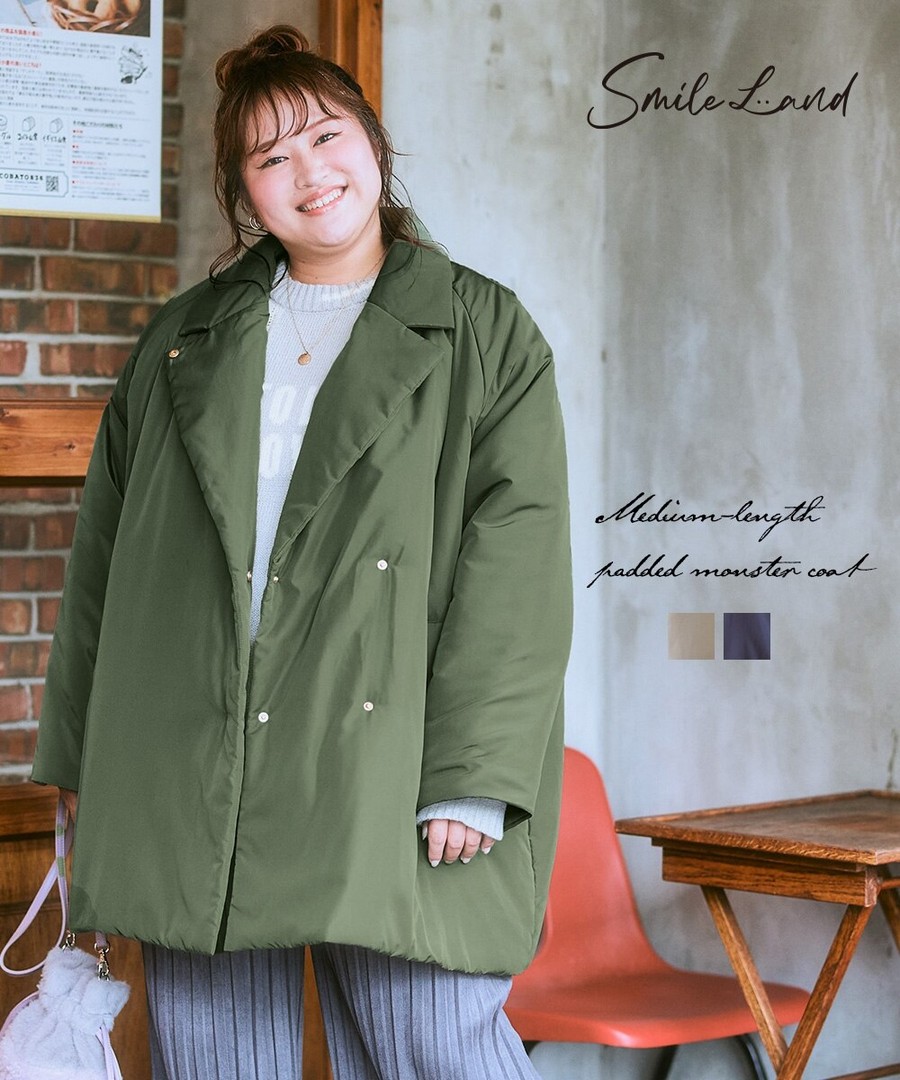 nissen 加棉怪獸中長款大衣外套 (日本女裝大尺碼) NSBLJ0225E0005 FW25