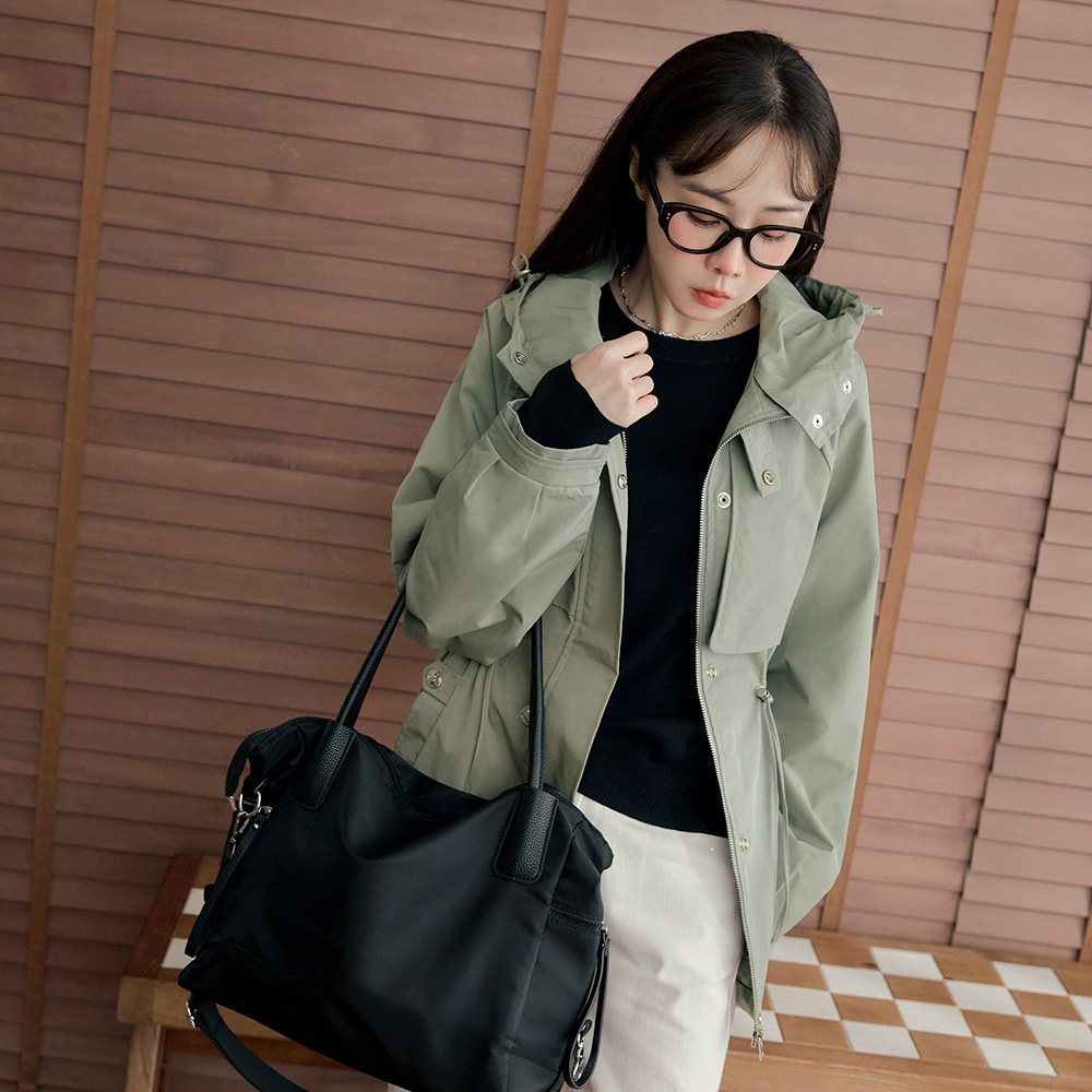 OB 率性工裝感抽繩連帽風衣外套 OBEA3811 FW25