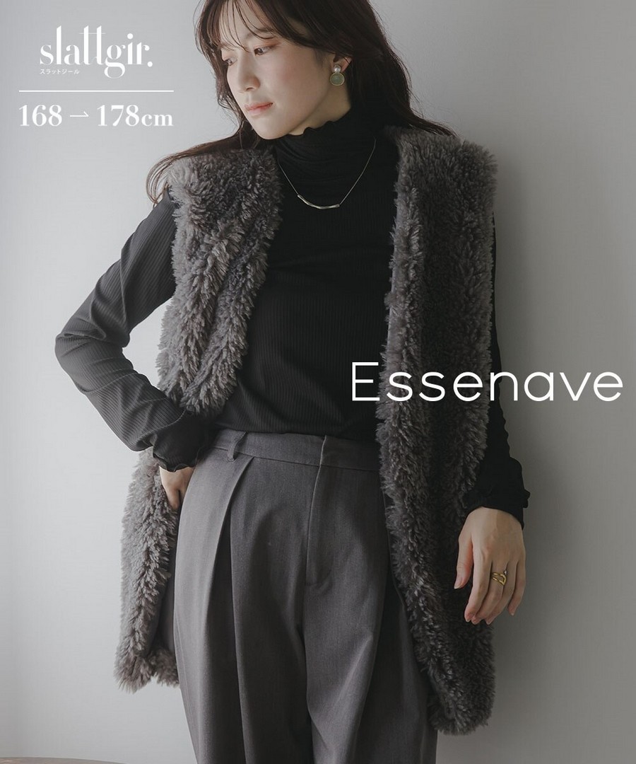 nissen [高挑尺寸]仿羊毛背心外套(Essenave) (日本女裝大尺碼) NSCSQ0225E0006 FW25