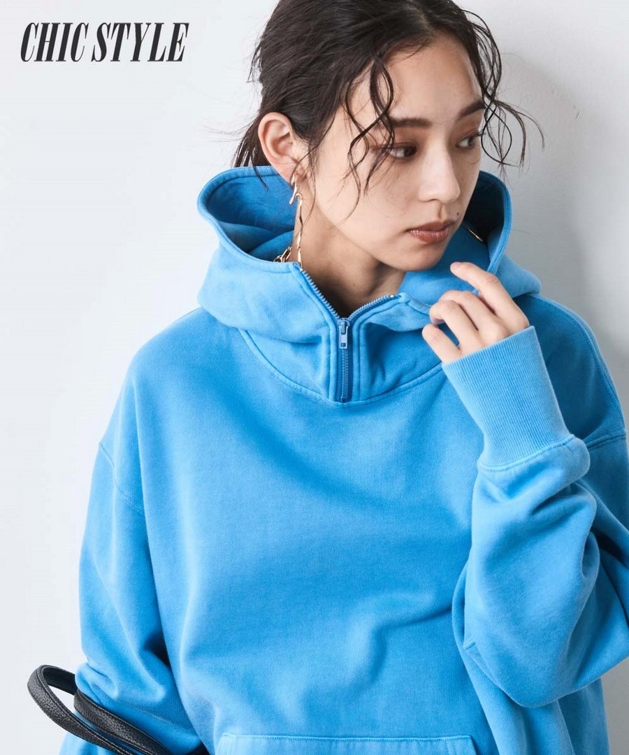 nissen 100%純棉顏料染色加工裡起毛連帽衛衣(CHIC STYLE) (日本女裝大尺碼) NSDER0125E0013 FW25