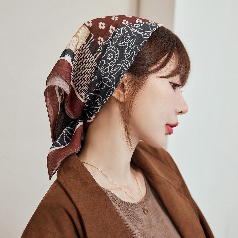 OB 棉麻特色圖騰印花小方巾(兩入一組) OBYE107 FW25